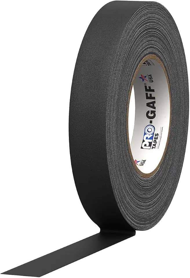 1" Width ProTapes Pro Gaff Premium Matte Cloth Gaffer's Tape With Rubber Adhesive, 11 mils Thick, 55 yds Length, Black (Pack of 1)