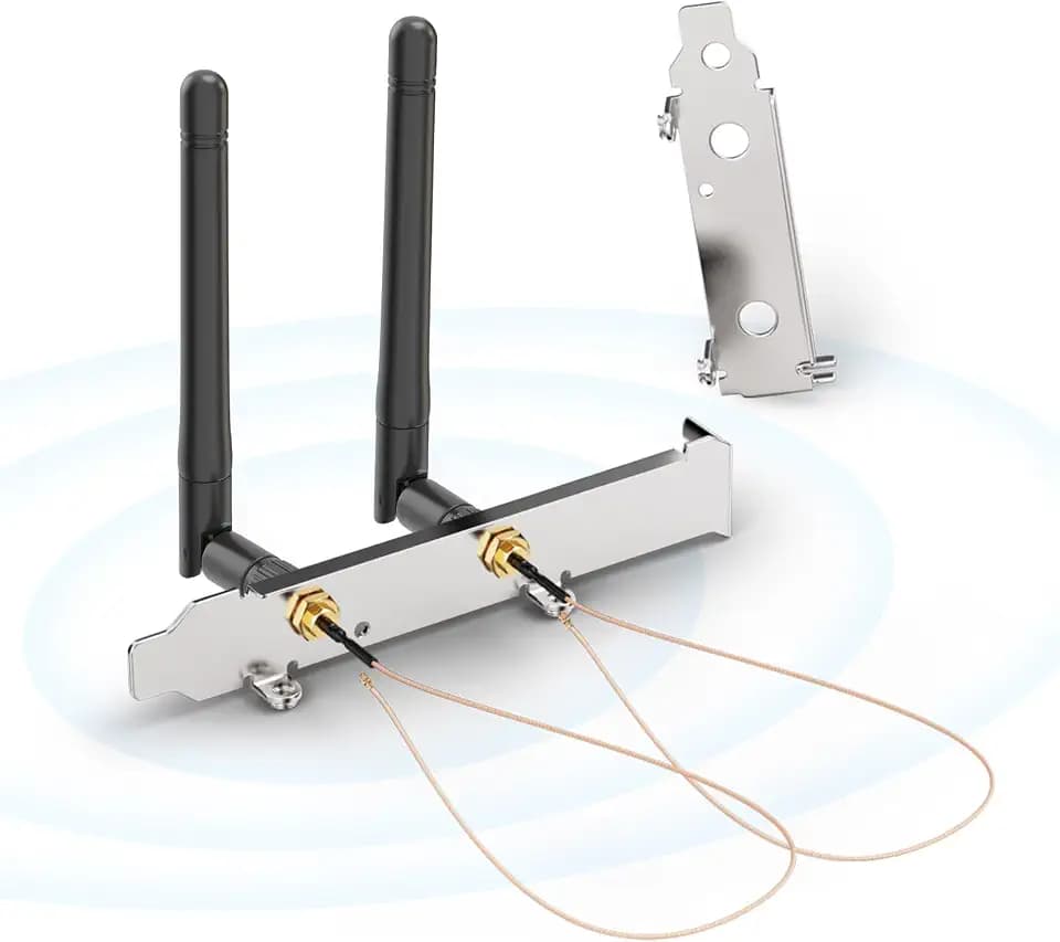 Bingfu WLAN Antenne 2,4/5/5,8 GHz 3 dBi RP-SMA Set mit Mini PCI-E Kabel