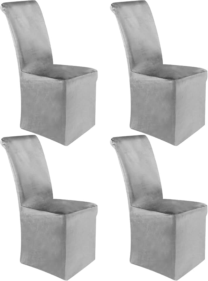Moukeren 4 Pack Velvet Stretch Chair Cover Stretch Slipcover, Gray