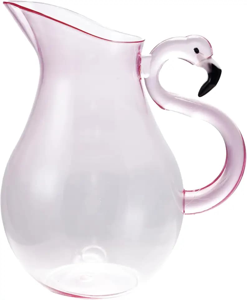 Creative Co-Op 2.5-Quart Acrylic Pitcher with Flamingo Handle, Pink