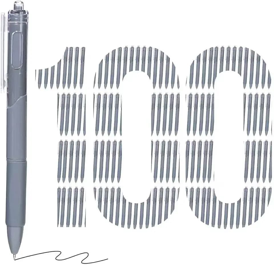 100 Pack Gel Pens Bulk, 0.5mm Fine Point Blue Barrel with Black Ink