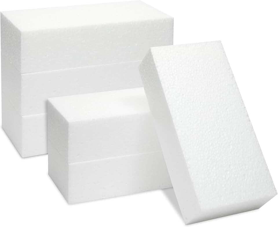 Juvale Flower Foam Craft Blocks - White 6-Pack, 8 x 4 x 2 in - Blocks for Flower Arrangements, Packing Foam and DIY Craft Supply
