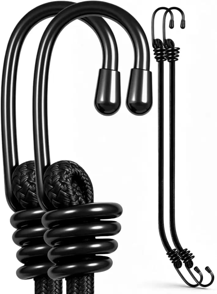 Yuxh Bungee Cords with Hooks Heavy Duty Outdoor, Black 24 Inch 4 Pack