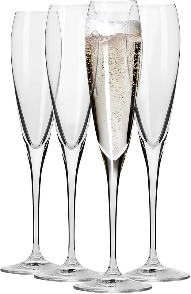 KROSNO Champagne Flutes Set of 4, 7 fl oz, Perla Collection