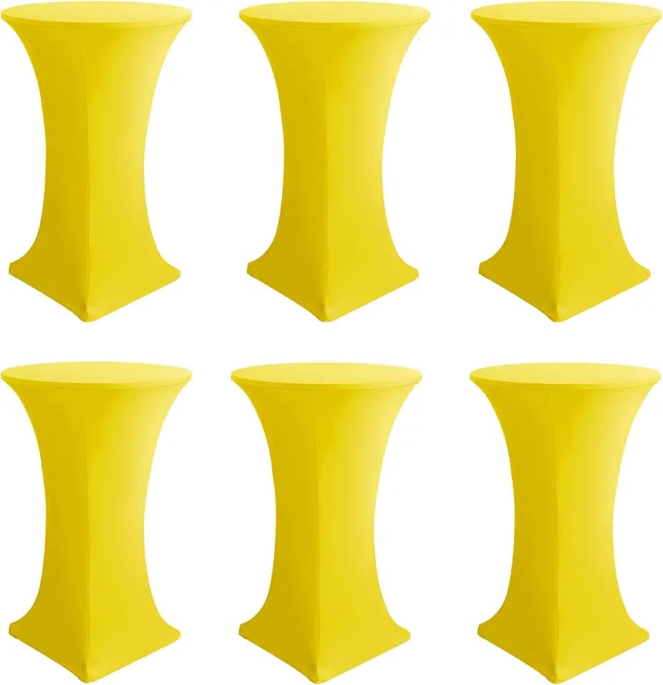 Cocktail Table Covers-Spandex Round High Top Table Cloths Party Yellow