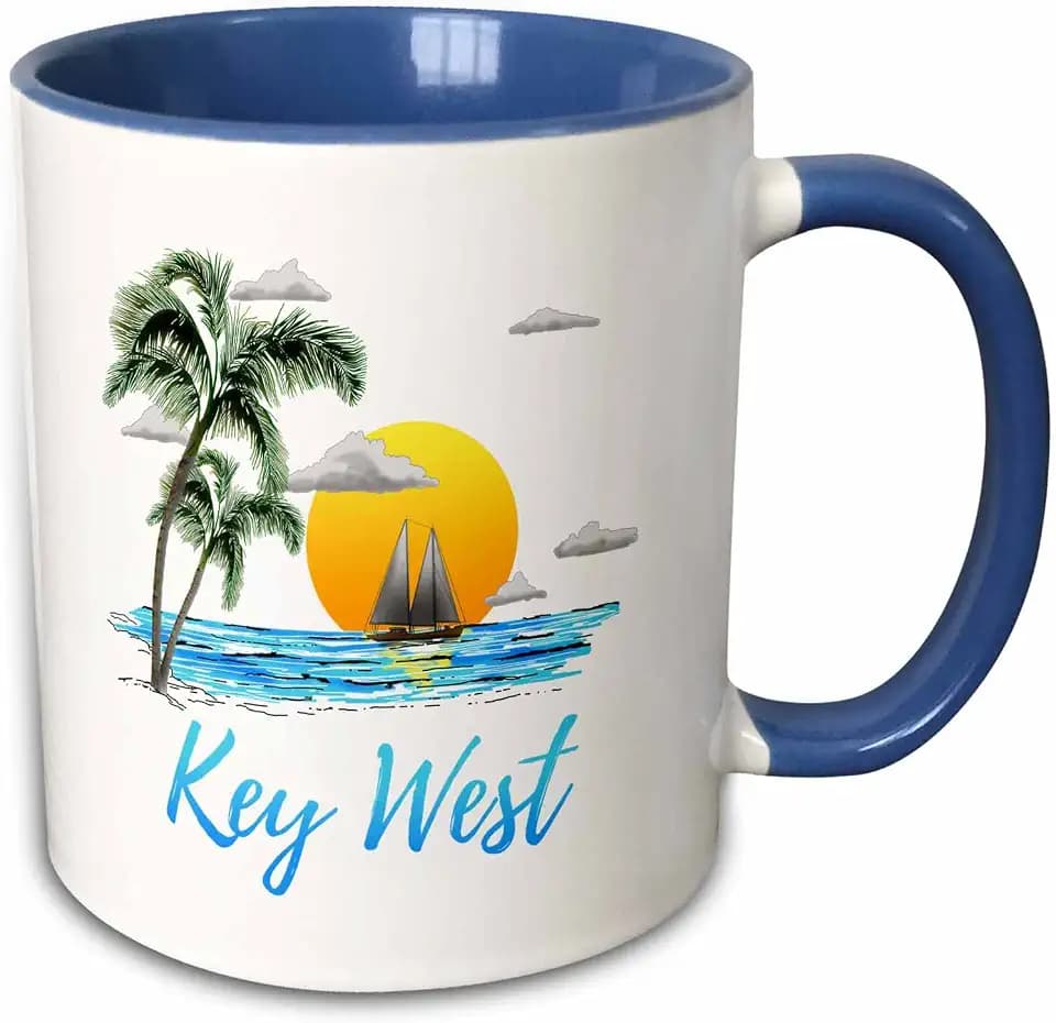 3dRose Nautical Sailing for Key West, Florida 15oz Two-Tone Blue Mug