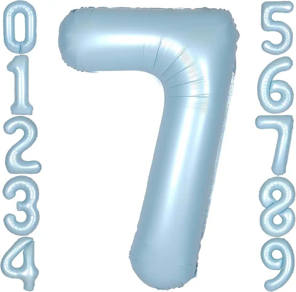 40 Inch Light Blue Number 7 Balloon 0-9 Big Helium Balloons