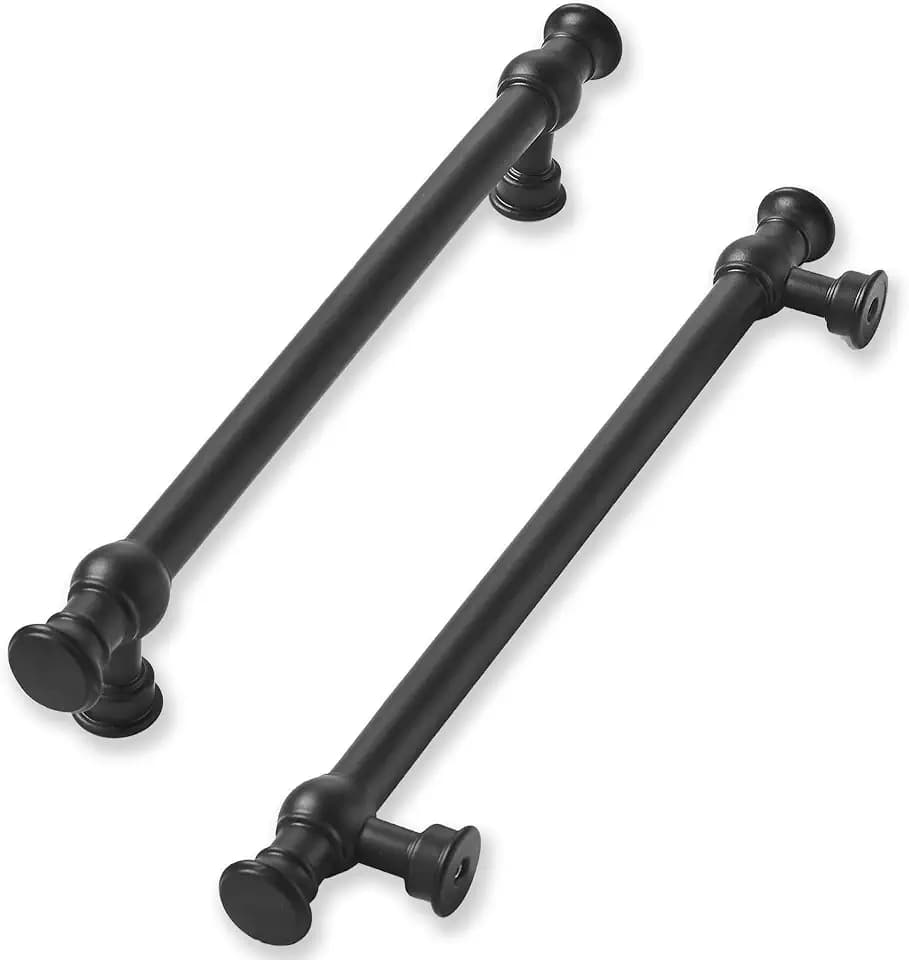 khtumeware 2 Pack 6inch(152mm) Hole Center Matte Black Cabinet Pulls Solid Heavy Duty Pull Cabinet Hardware Handle for Kitchens cabinets Dressers Pull for Bathroom