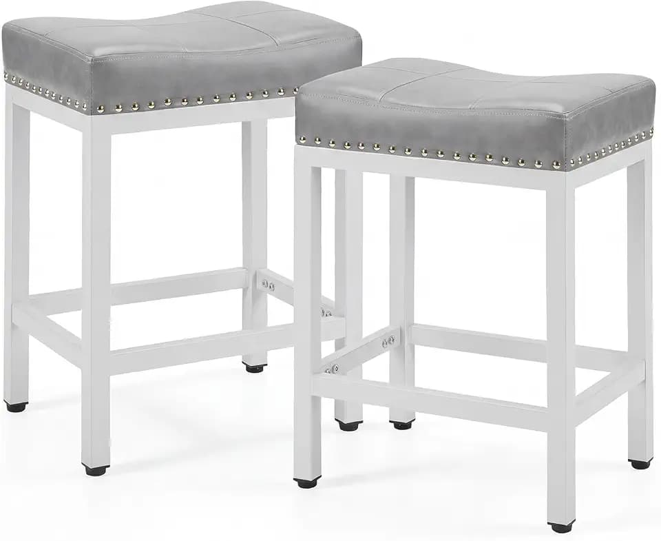24 Inch Bar Stools Set of 2, PU Leather Counter Height Stools