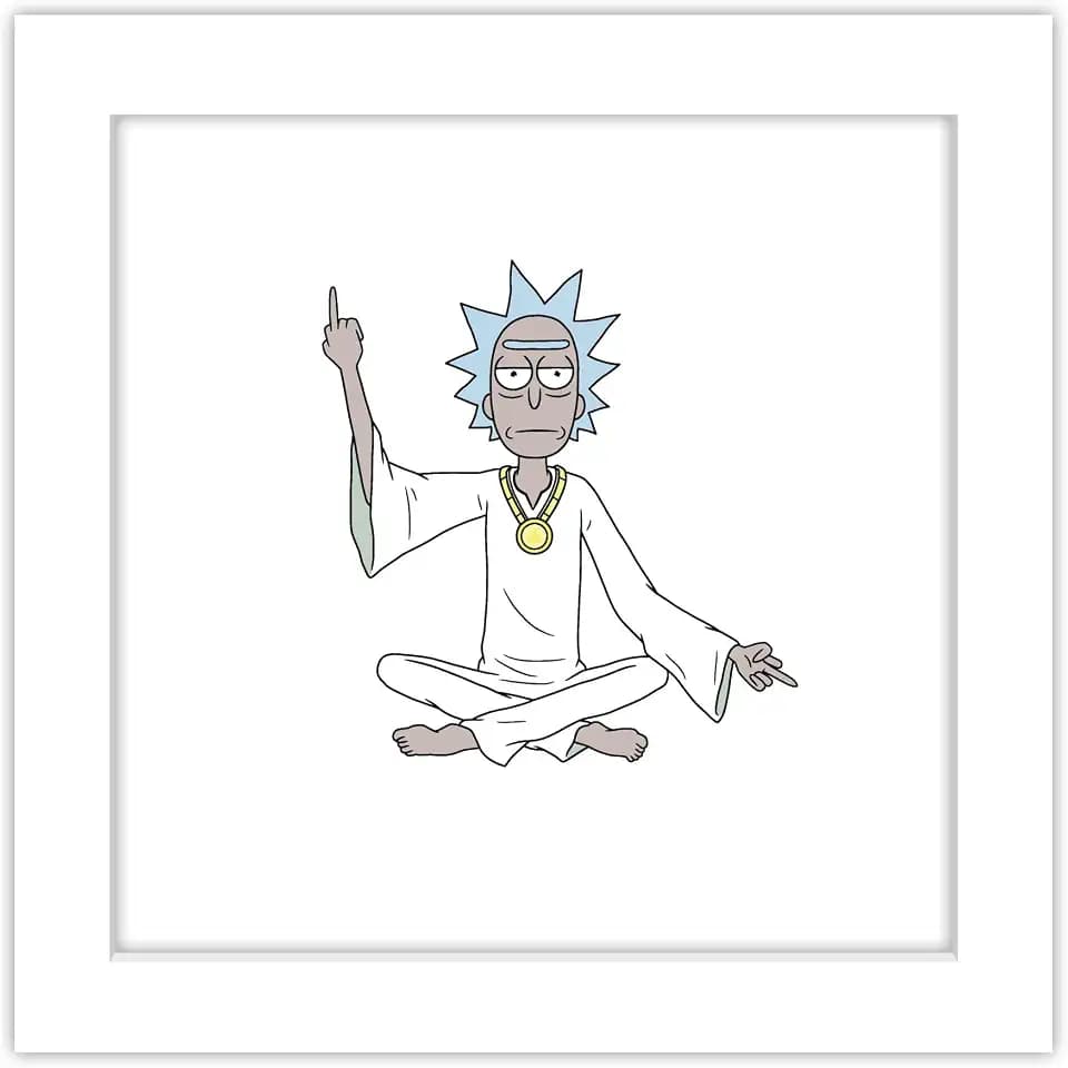 Trends International Gallery Pops Cartoon Network Rick and Morty - Spiritual Leader Rick Wall Art Wall Poster, 12" x 12", White Framed Version
