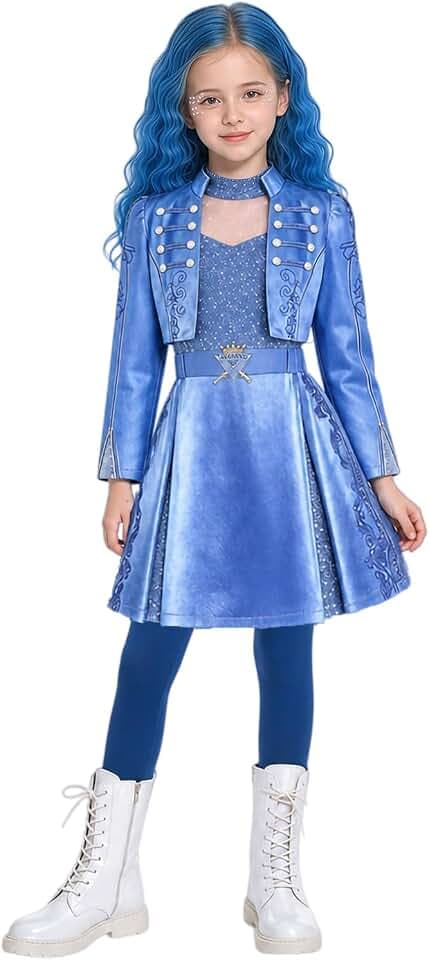 Kids Royal Princess Costume Girls Halloween Birthday Outfit Dress Up Set