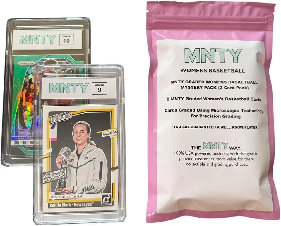 MNTY Womens Basketball Graded Card Mystery Pack, 2 Graded Cards Per Pack, 1 Guranteed Well Known Player