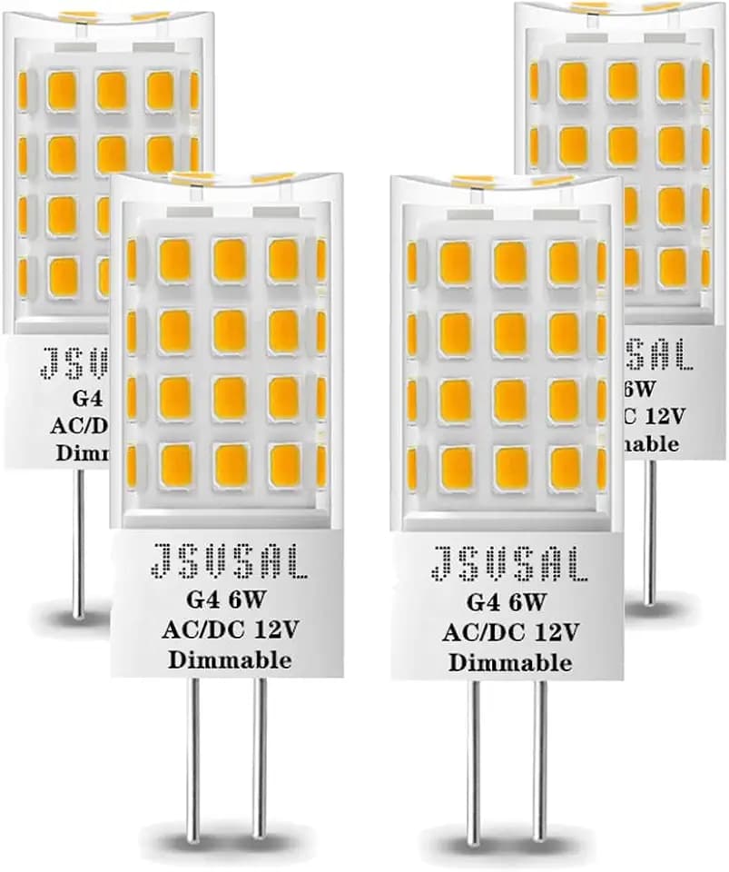 G4 LED Bulb Dimmable,T3 JC Type,12V 6W Soft White 3000K,4-Pack
