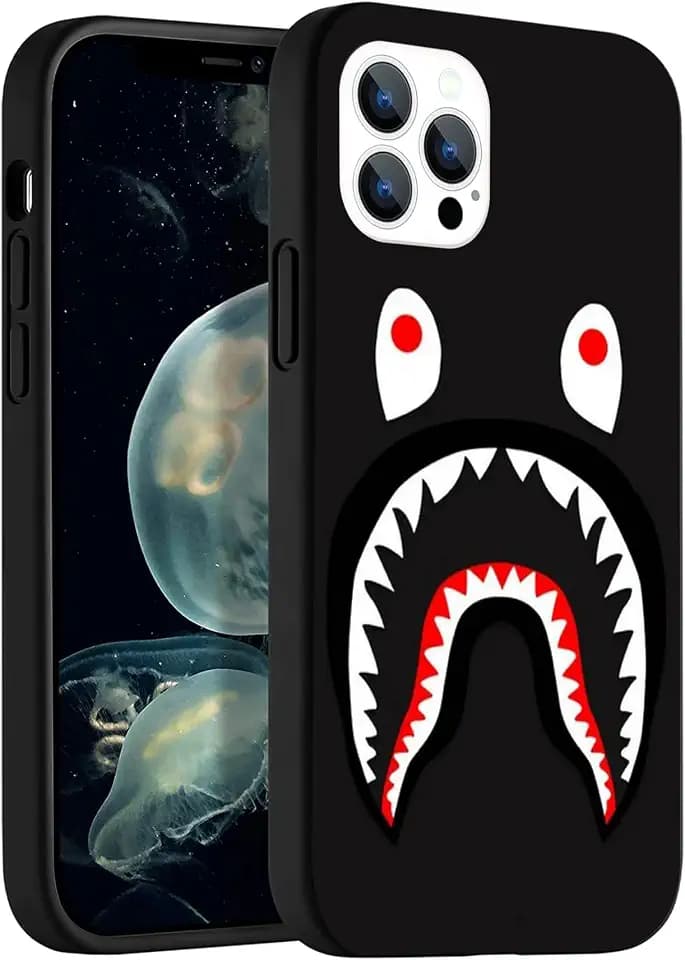 Compatible for iPhone 16 Pro Max Case, Design Slim Soft TPU Shockproof Cover with Drop Protection(Fashion-Shark-1)