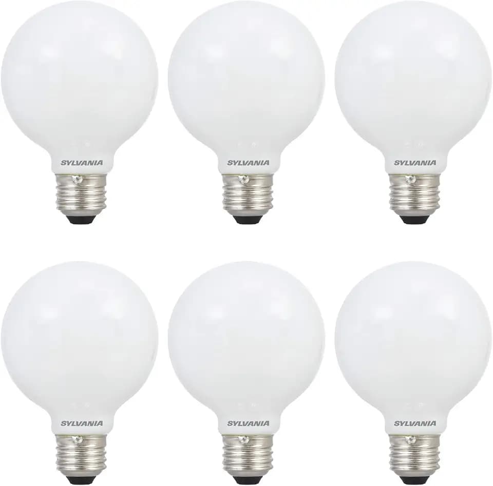 Sylvania LED TruWave Natural Series Globe Light Bulb, 40W Daylight Medium Base, Dimmable, Frosted - 6 Pack