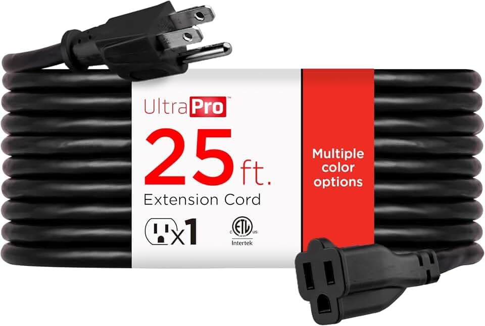 UltraPro Outdoor Extension Cord, 25 Ft, Heavy Duty, UL Listed 3 Prong