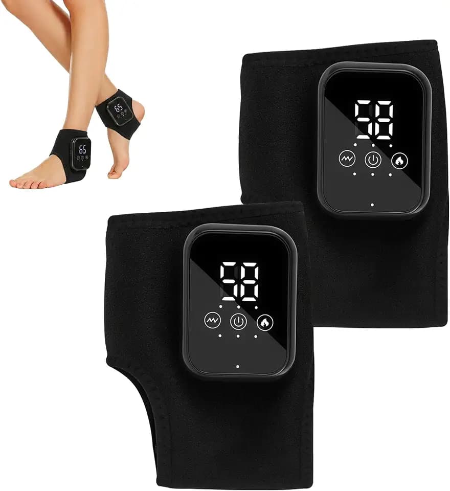 3 in 1 Fußmassagegerät mit Wärme-Fußmassagegeräte für Schmerzen und Durchblutung, Elektrisches Knöchelmassagegerät für geschwollene Knöchel, 3 Gang Vibration & Heißkompresse, Kabellos Tragbar mit