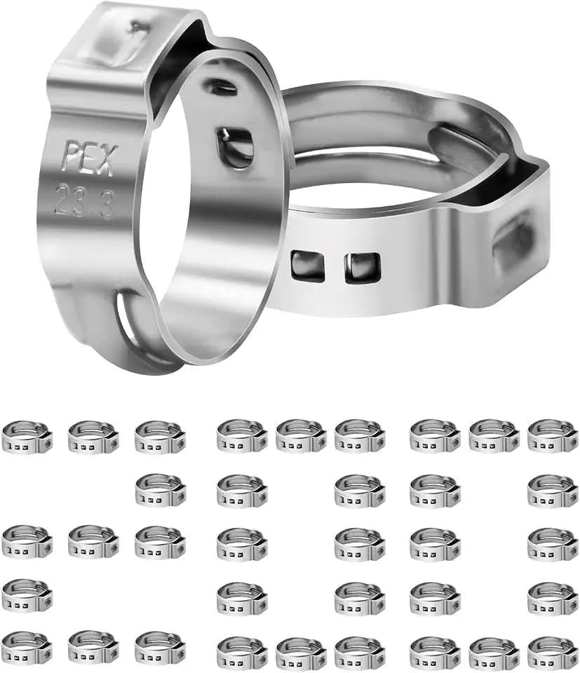 200 Pack 3/4" PEX Cinch Clamps, Stainless Steel Single Ear Hose Clamps