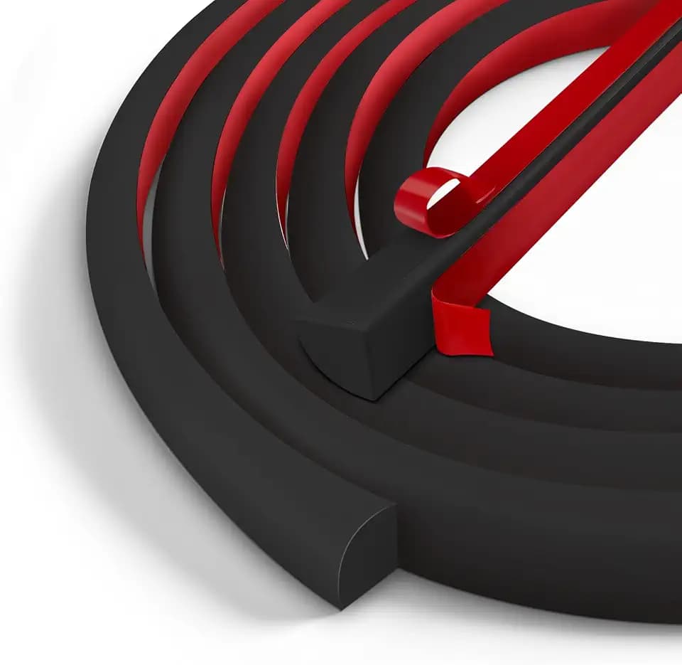 Flexible Quarter Round Molding Bendable Molding Trim 0.6 Inch(W) x 40 Feet(L) Self Adhesive Vinyl Wall Base Peel and Stick Rubber Edge Trim for Floor,Tub,Around Curved Stairs (Black)