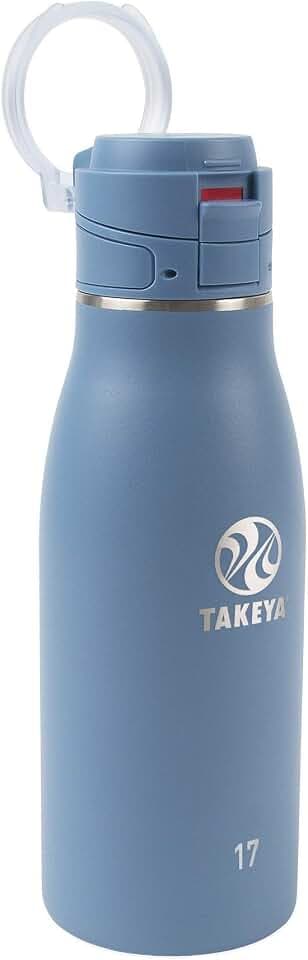 Takeya Traveler Stainless Steel Travel Coffee Mug with Flip-Lock Lid (17 oz, Bluestone)- Leakproof Insulated Mug for Coffee & Tea