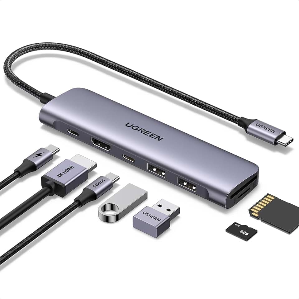 UGREEN USB C Hub HDMI 4K, Multiport Adapter mit SD/TF Kartenleser