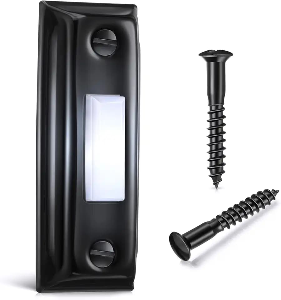 Dreyoo Metal Doorbell Push Button, LED Wired Doorbell, Black,White Light