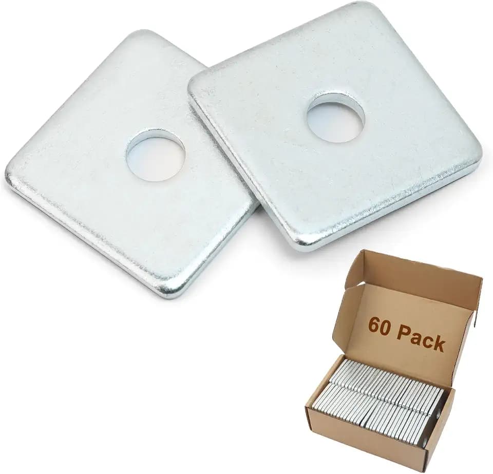 Square Washers, 60 Pack 1/2" ID x 2" x 2"