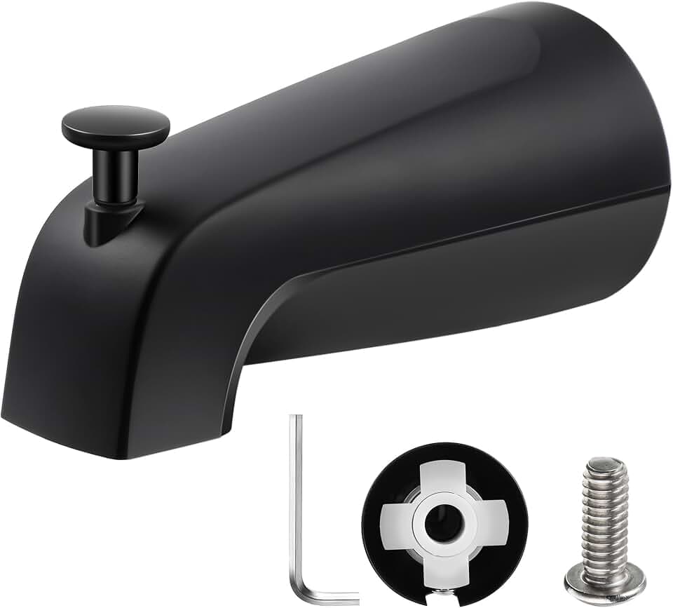 Slip on Tub Spout with Diverter for 1/2" Copper Pipe, Matte Black, 1