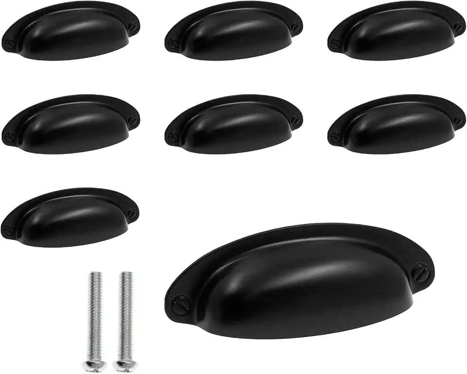 Hitefu 3.5" Flat Black Cabinet Cup Pulls,8 Pack