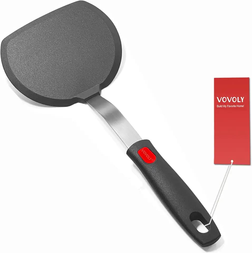 Vovoly Silicone Pancake Spatula Turner, Lengthened Handle Large Flipper