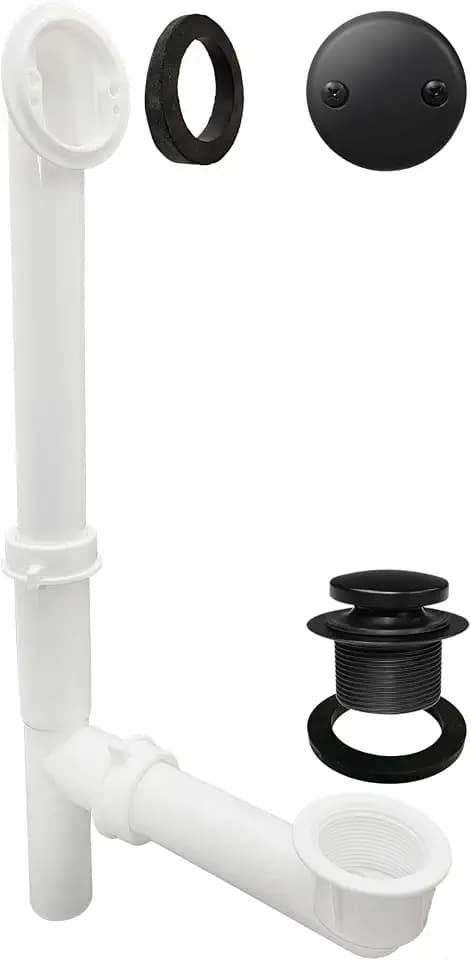 Westbrass 593244-62 White 1-1/2" Tubular Tip Toe Bath Waste Drain Kit, Matte Black, 1 Pack