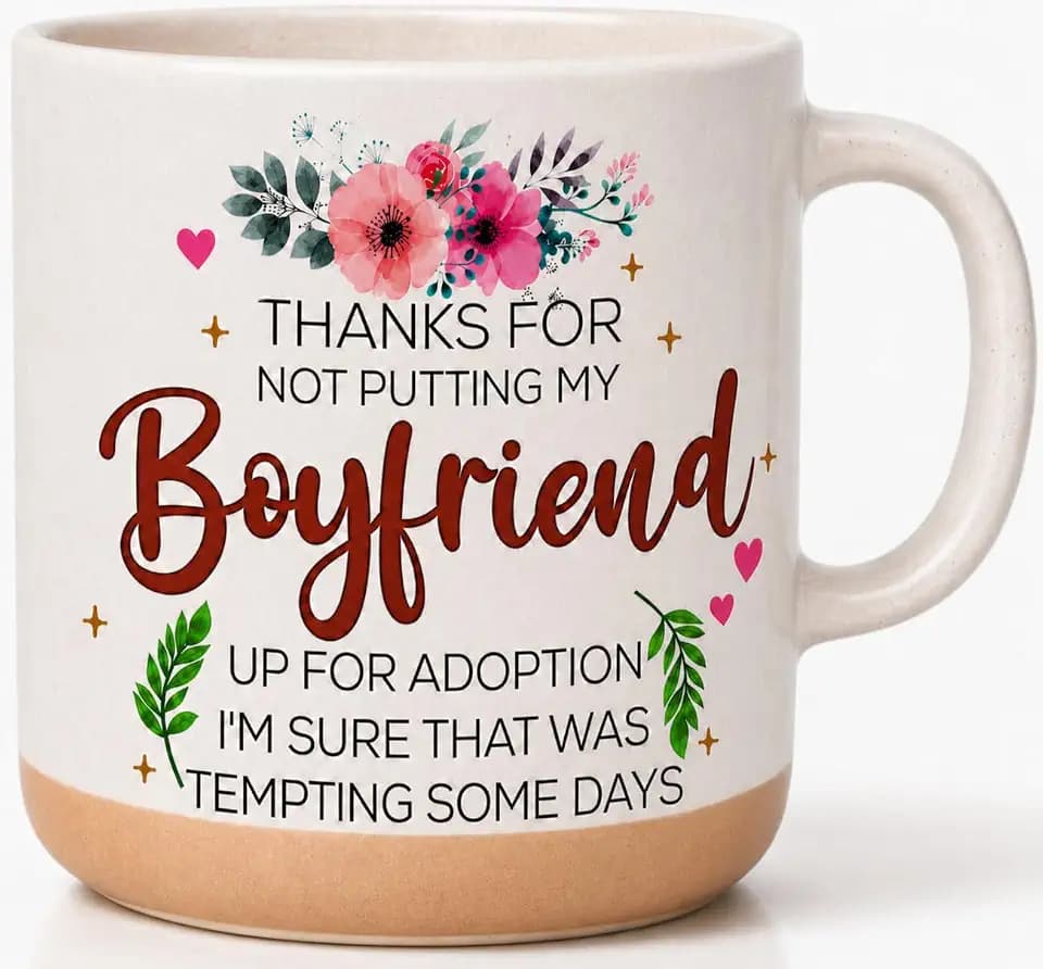 Boyfriends Mom Mothers Day Gift Mug, Boyfriends Mom Gfts, Mothers Day Gift for Boyfriendss Moms, Boyfriend Moms Gifts for Christmas, Birthday Gift, Flower Cups 13oz