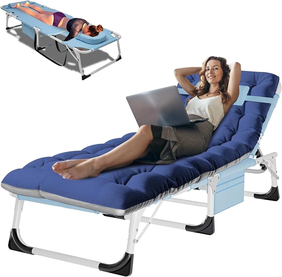 ABORON Patio Lounge Chair, Adjustable Folding Tanning Chair, Max 450LB Load