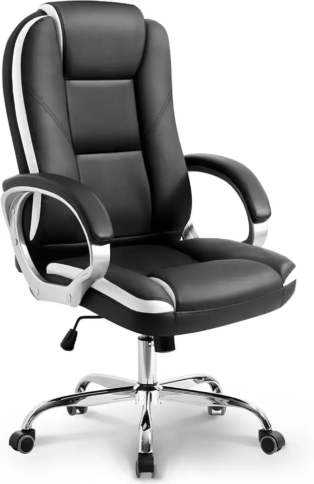 NEO CHAIR Office Desk Chair PU Leather Chair with Lumbar Support, Black