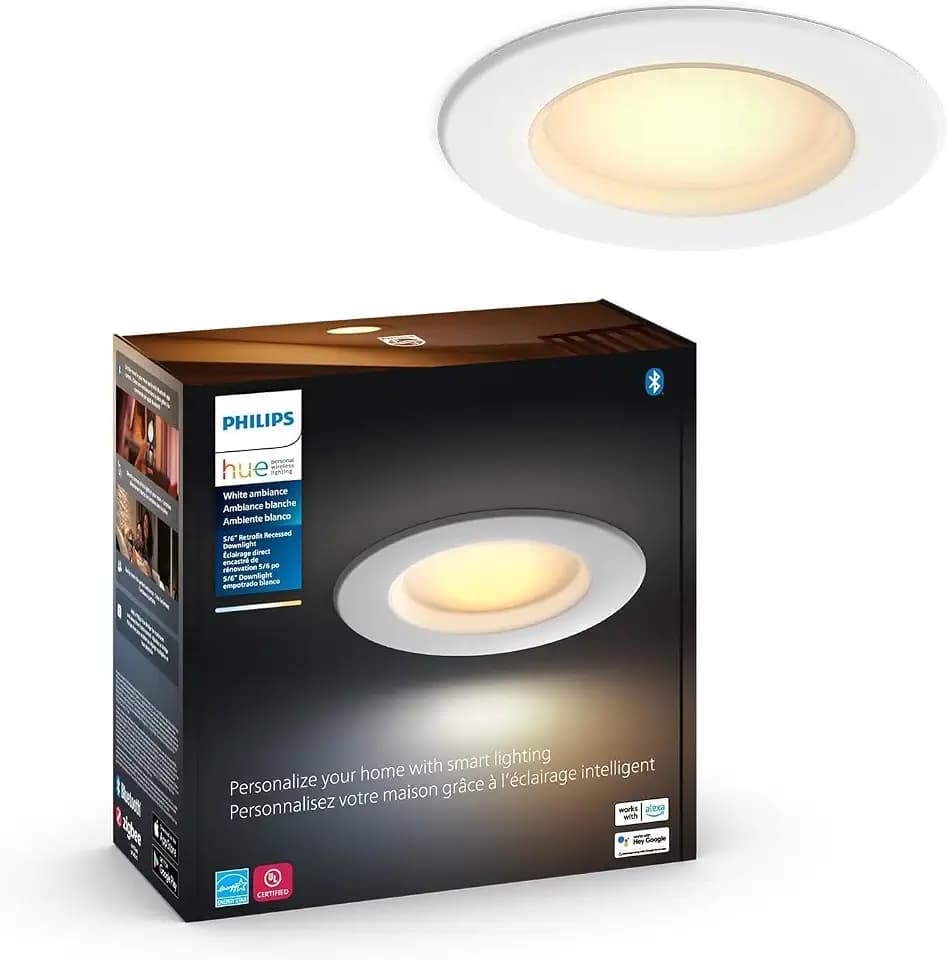 Philips Hue Smart Retrofit Recessed Lighting 4 inch - White Ambiance Warm-to-Cool White Light - 1 Pack - 850LM - Indoor - Control with Hue App - Works with Alexa, Google Assistant and Apple Homekit
