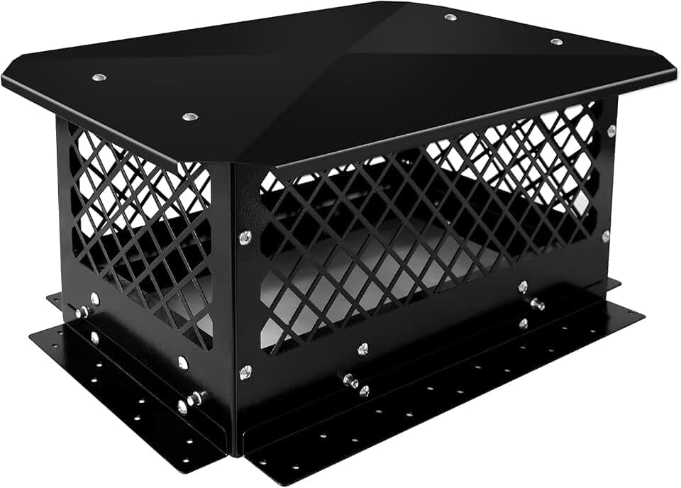 Chimney Rain Cap, Chimney Cover Fireplace Chimney Flue Caps, Adjustable Metal Strips with Bolts Screws Black (9" x 18")