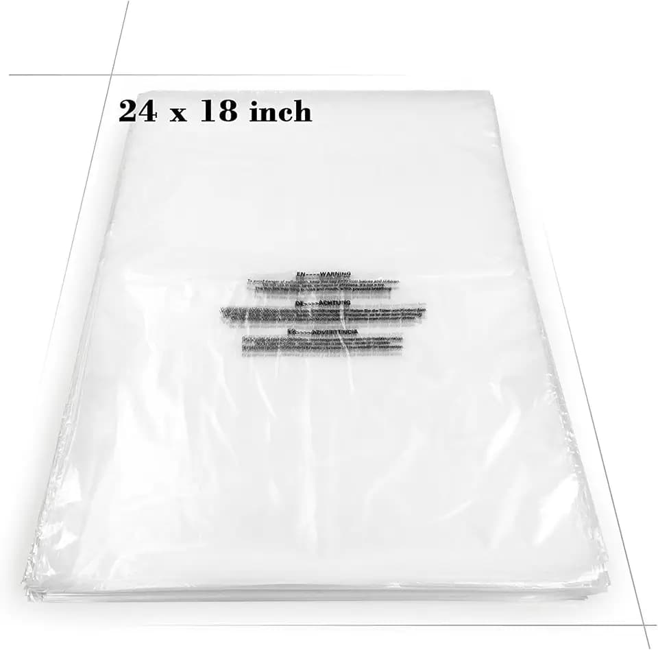 Becko US Clear Poly Bags, Self Sealing Cellophane Bag, 18x24 in, 100 Count