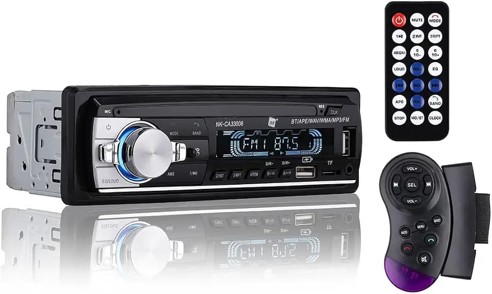 NK Autoradio Auto RDS, 1 DIN- 4x40W, Bluetooth 5.0, AUX Funktion, MP3 und x2 USB Player, FM Stereo Sound, Freisprechfunktion, Fernbedienung, LCD Bildschirm, iOS & Android Kompatibilität
