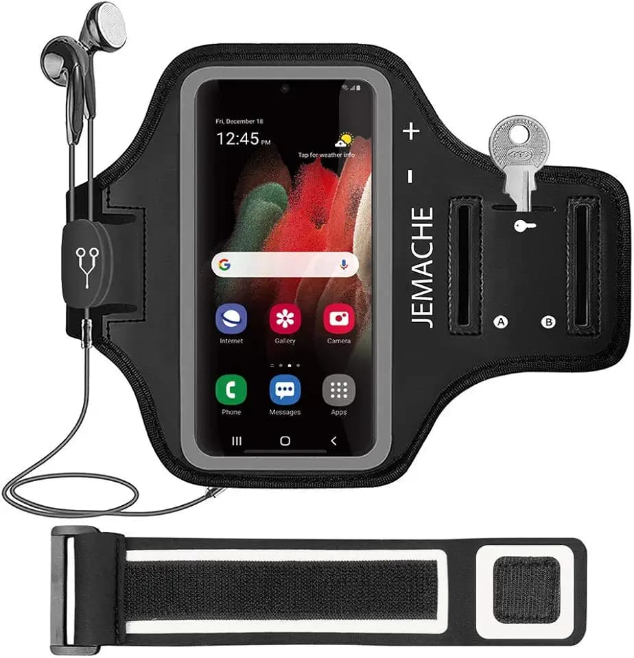 Galaxy S26 S25 Ultra Sportarmband, JEMACHE Joggen Laufen Arm Handytasche für Samsung Galaxy S26 S25 S24 S23 S22 Ultra (Schwarz)