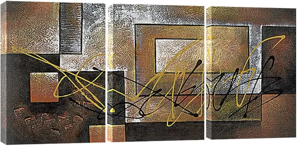 Pyradecor Modern 3 Piece Canvas Prints Abstract Brown Landscapes Pictures Paintings on Canvas Wall Art Work for Living Room Bedroom Kitchen Home Decorations