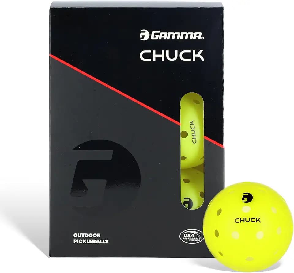GAMMA Chuck Outdoor Pickleballs, Symmetrical 38-Hole Design, USAPA Approved for Tournament Play, Durable, All-Weather Endurance, Consistent Flight, Enhanced Speed, Competitive & Practice