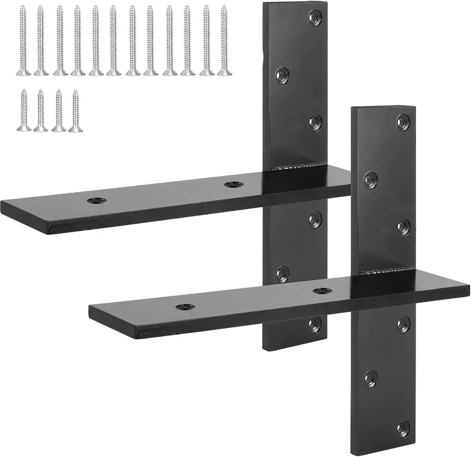 2 Pack Free Hanging T Shelf Bracket, 14"Lx2-1/2"W Granite Countertop Support Bracket, 3/8"Thick Solid Heavy Duty Steel Knee Wall Hidden Brackets, Floating Wall Mounted Computer Desk DIY Project