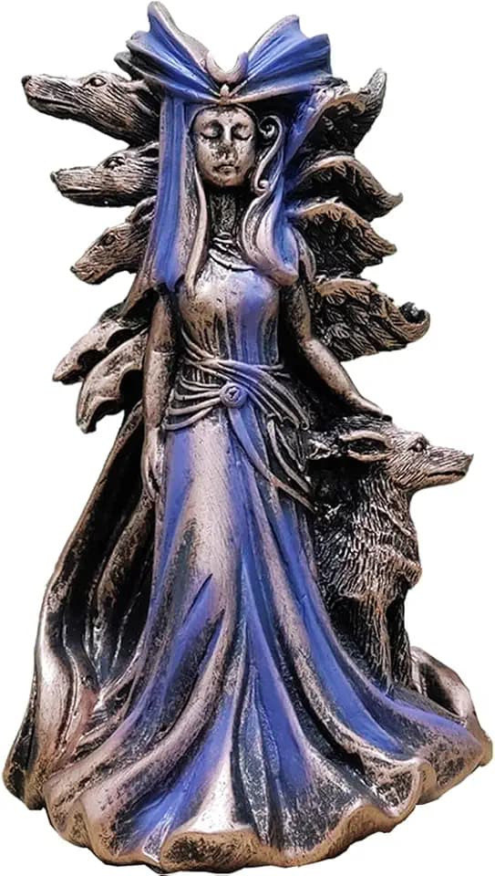 Hecate Hekate Statue Greek Mythology Goddess Bronze and Purple Statue - 6.3-inch Resin Sculpture, Tabletop Decor