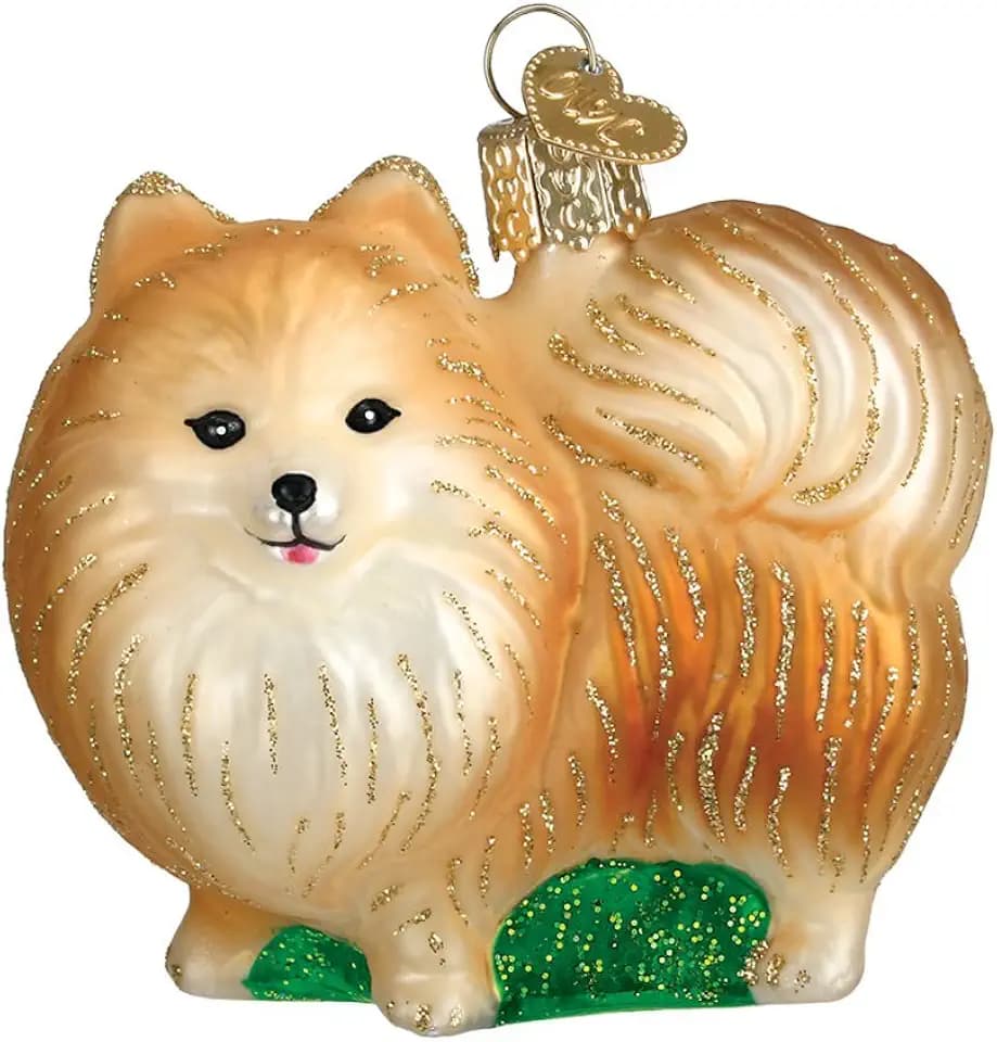Old World Christmas Ornaments Standing Pomeranian Glass Blown Ornaments for Christmas Tree
