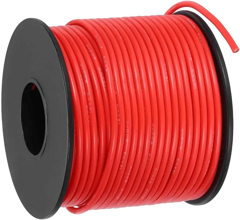 MECCANIXITY 18 AWG Flexible Silicone Wire 30.5m/100ft, 18 Gauge Tinned Copper Electrical Stranded Wire 200 Celsius/392 Fahrenheit High Temperature Hookup Spool for DIY Model Wiring, Red
