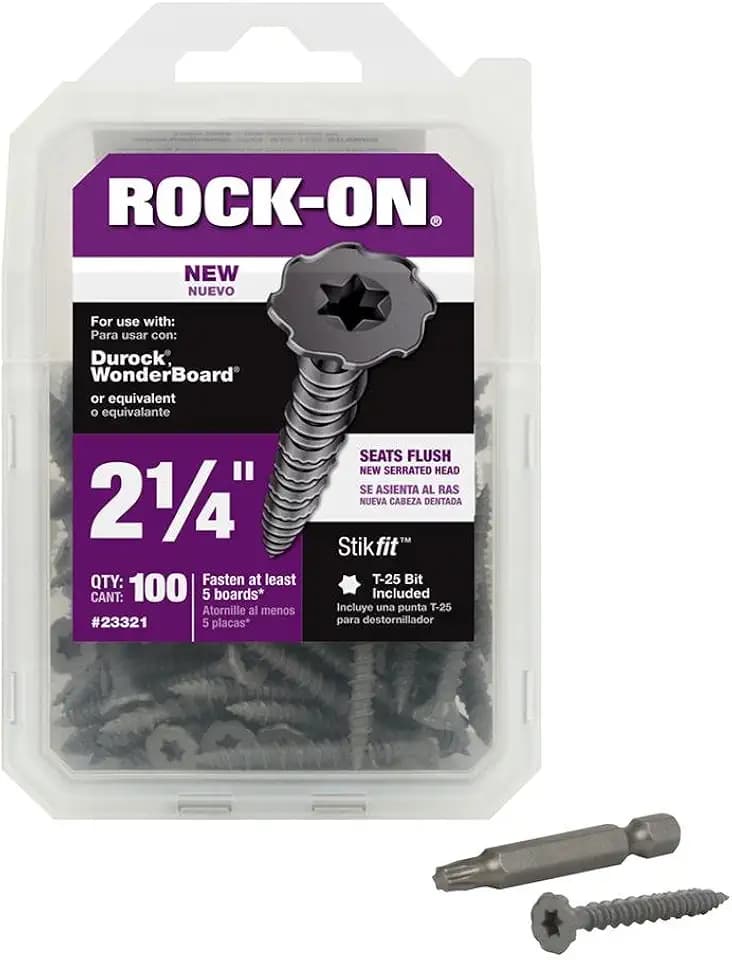 Rock-On 23321#9 by 2-1/4" Serrated Head Star Drive Cement Board Screws (100 Pack)