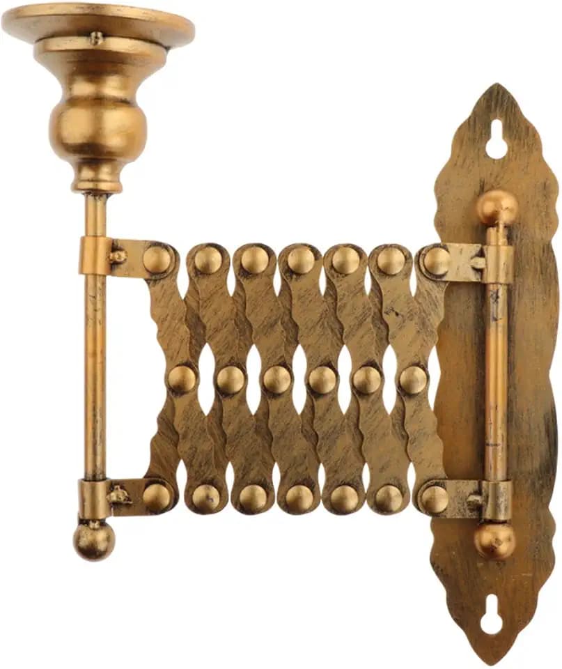 Fenteer Adjustable Wall Candle Holder, Telescopic Taper Candle Sconce, Gold Metal, 16–52 cm Extending, for Living Room, Fireplace and Wedding Decor