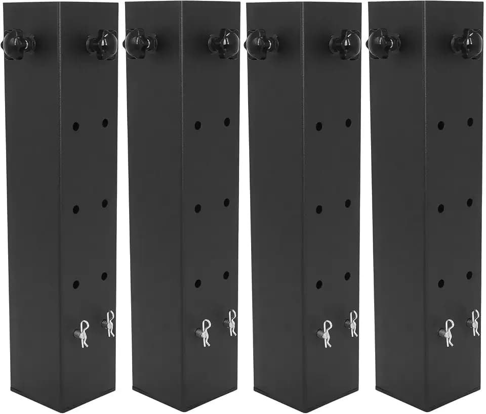 Wadoy Bed Risers Heavy Duty 4 Pack Black Color 3.15" Diameter Steel Material Adjustable Heights for College Dorm Bed Wooden Bed Frame Table,Sofa