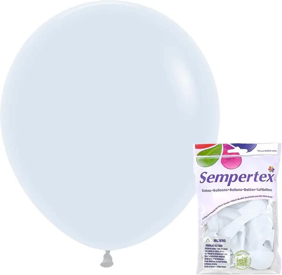 Sempertex Fashion White Balloons, Latex, 18 Inch, 6 Pcs