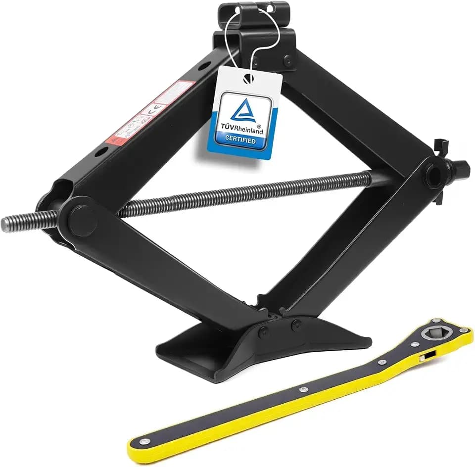 MIKKUPPA Wagenheber Scherenwagenheber 2T inkl. Ratsche & Tragetasche – 105–440 mm Hubhöhe – Robuster Autoheber aus legiertem Stahl mit Rutschfester Gummiauflage, ideal für PKW & SUV